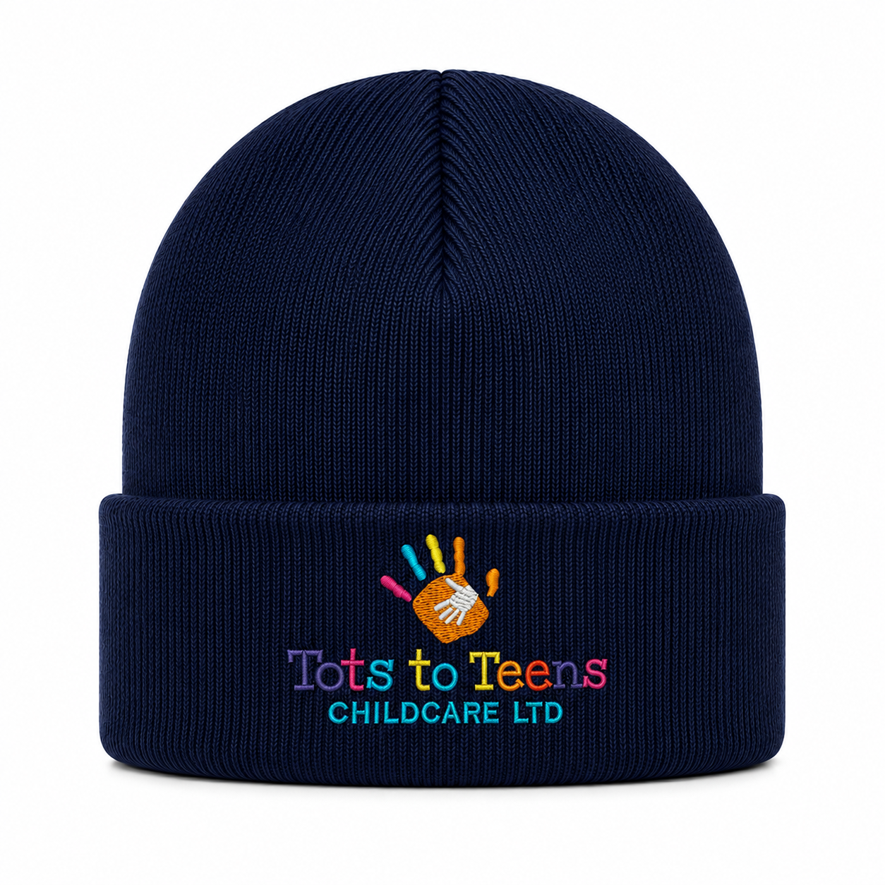 Tots to Teens Childcare Personalised Embroidered Beanie – School Crest & Initials